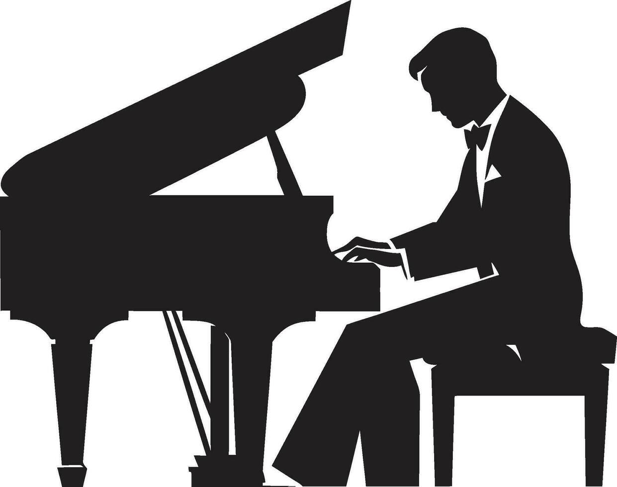 conmovedor jugador vector diseño piano solista negro icono
