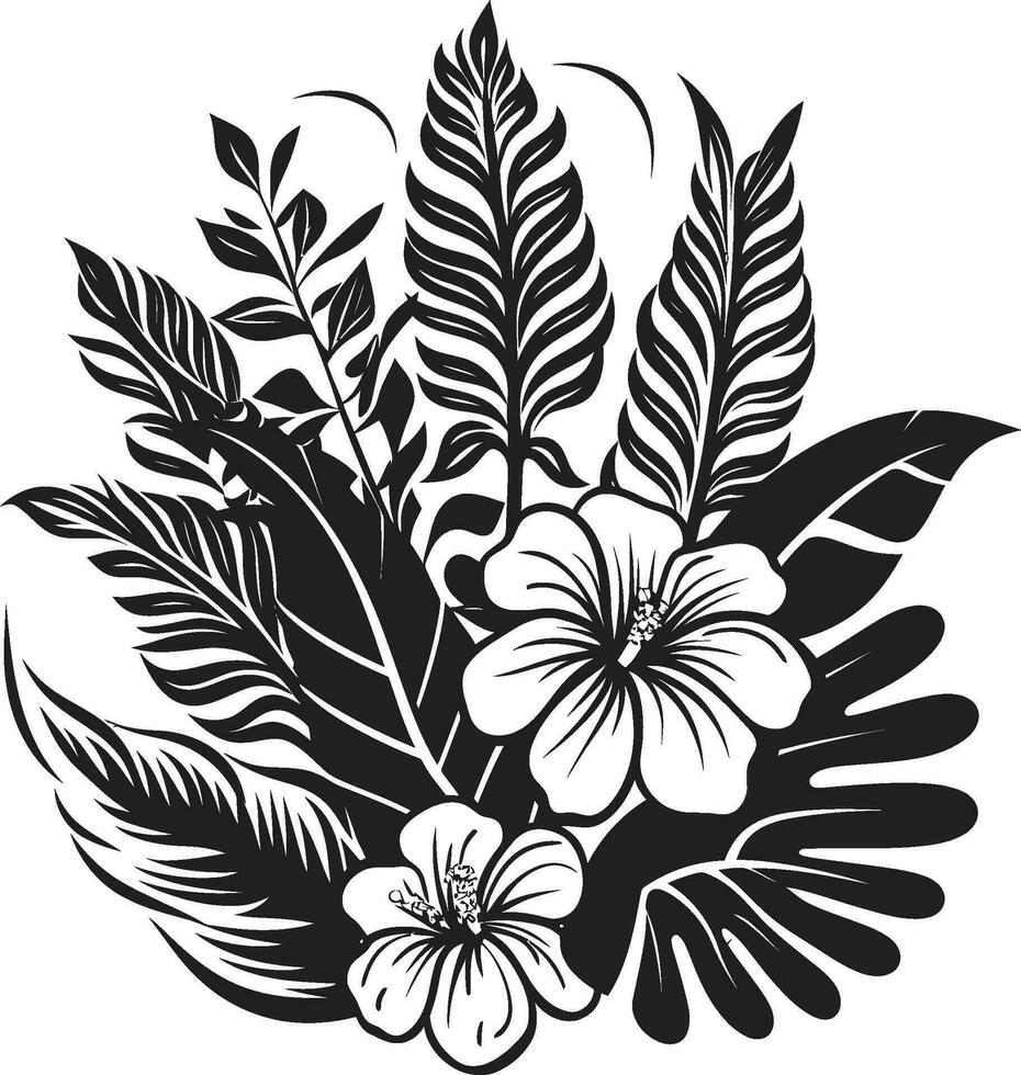 Tropical Flora Fantasy Black Vector Design Exotic Floral Haven Vector Black Icon