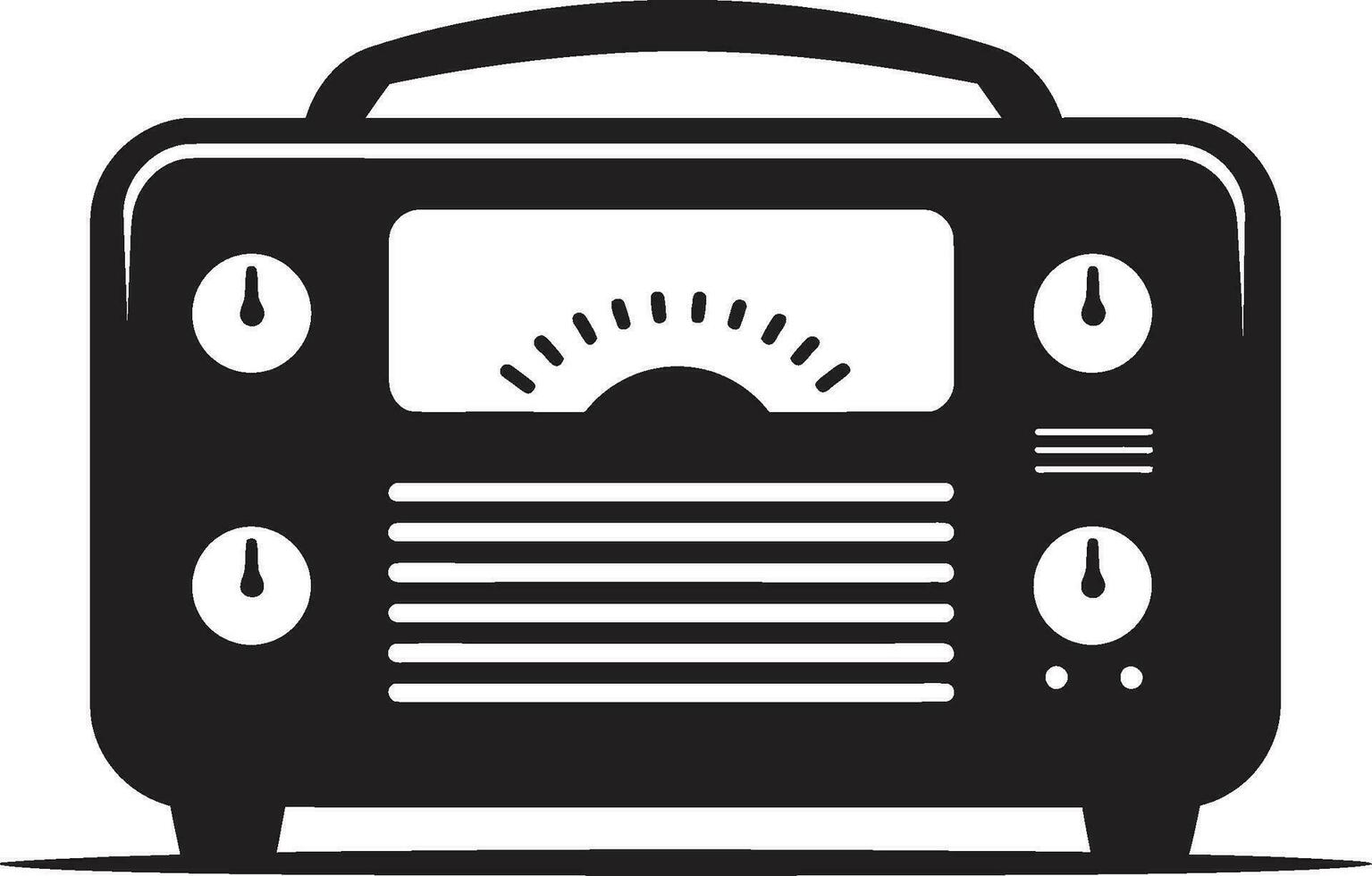 Iconic Radio Set Black Vector Icon Timeless Radio Waves Vector Design