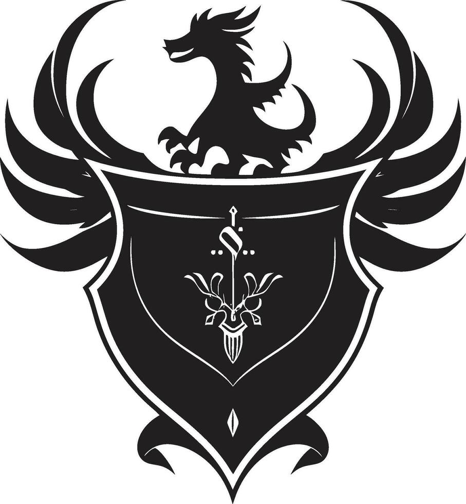 Majestic Knightly Shield Vector Emblem Noble Vector Coat of Arms Black Icon