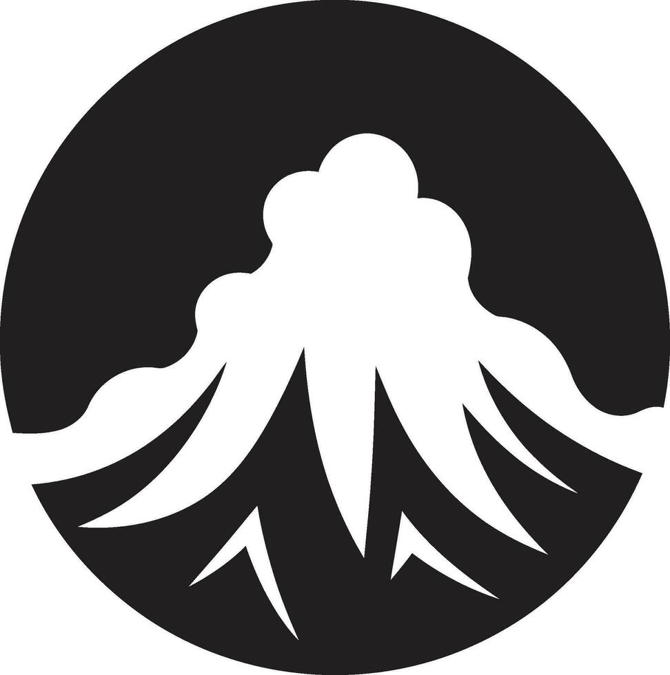 Majestic Fury Volcano Mountain Black Vector Emblem Dynamic Peaks Black Vector Logo for Volcanic Majesty