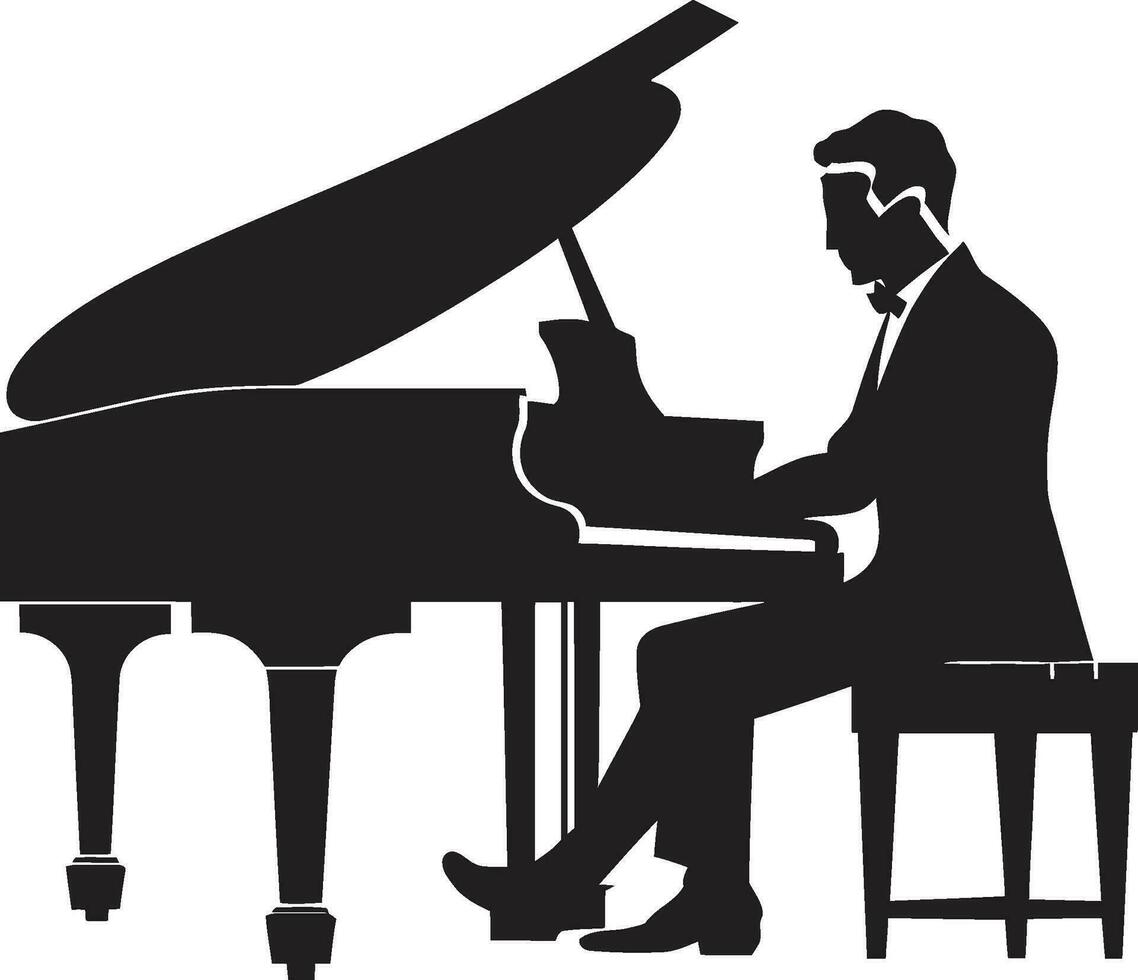 rítmico pianista vector diseño piano sonata especialista negro icono