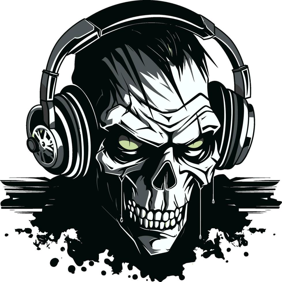 zombi DJ mezclador Locura zombi vector zombi pista de baile espectáculo vector diseño