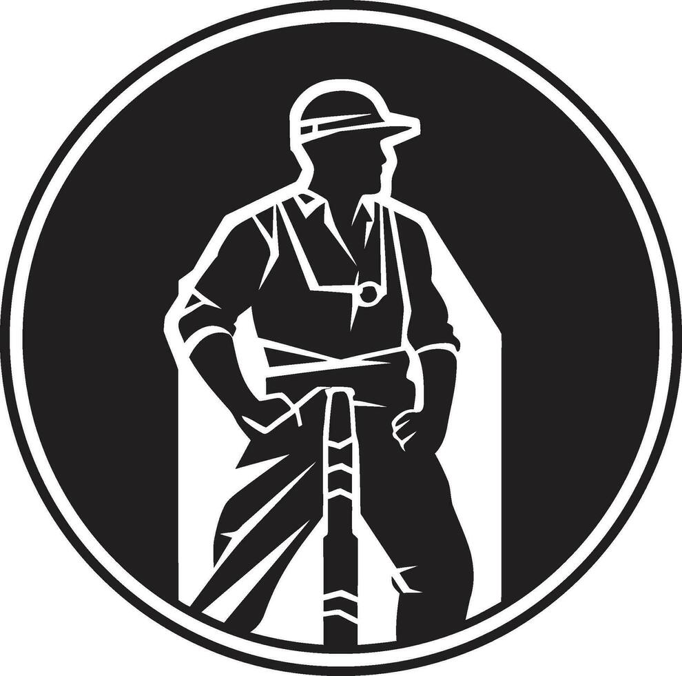 Lineman at Work Vector Design Power Worker Profile Black Icon