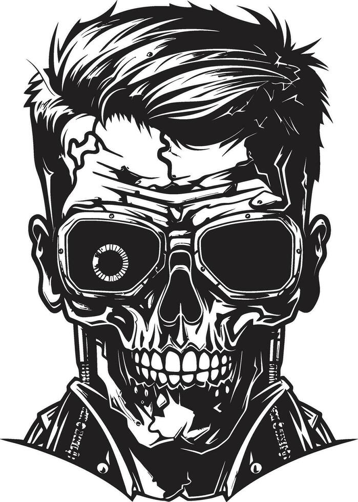 Metallic Zombie Conversion Vector Design Cyborg Revival Zombie Vector Icon