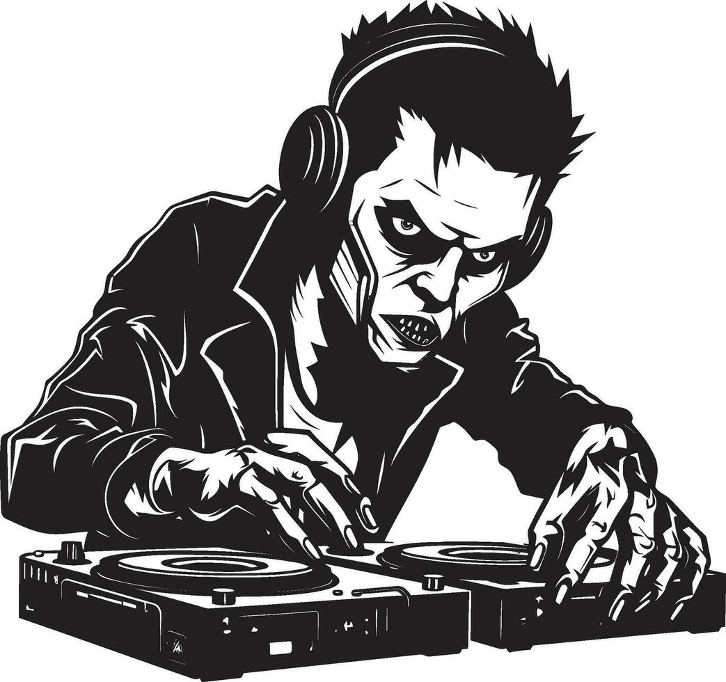 zombi vinilo novela de suspenso vector diseño zombi DJ espectral late vector icono