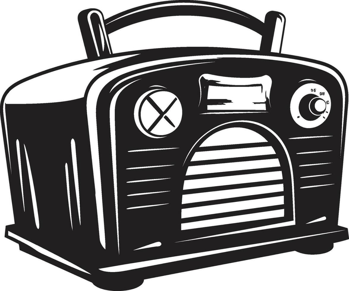 Old School Audio Vector Black Design Nostalgic Radio Receiver Black Vector Icon