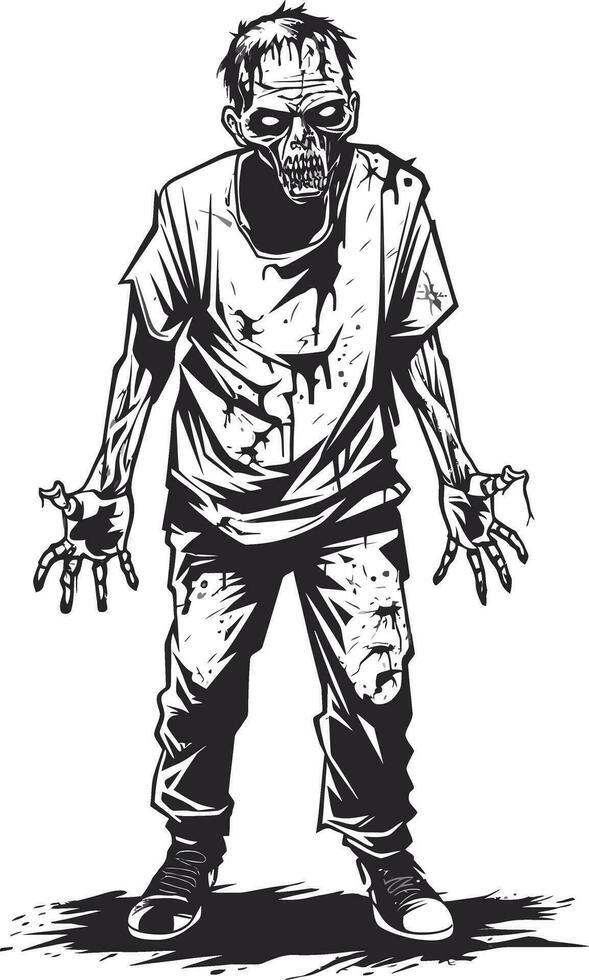 Zombie Malice Vector Design Icon Zombie Corpse Pose Full Body Vector