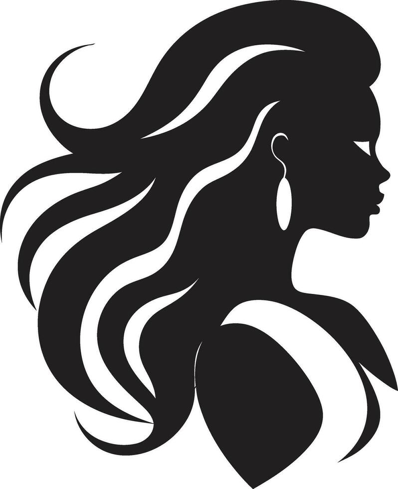 Sculpted Serenity Black Female Face Vector Icon Intriguing Charm Logo Design with Female Face