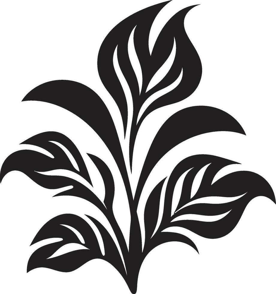 Exotic Flora Black Vector Icon Tropical Blossom Vector Design