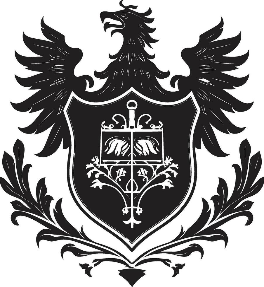 Imposing Dynasty Crest Vector Heraldic Icon Noble Knightly Heraldry Black Vector Icon