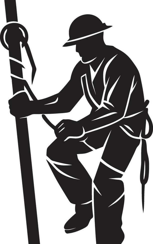 Utility Technician Icon Vector Design Wireman at Work Black Icon