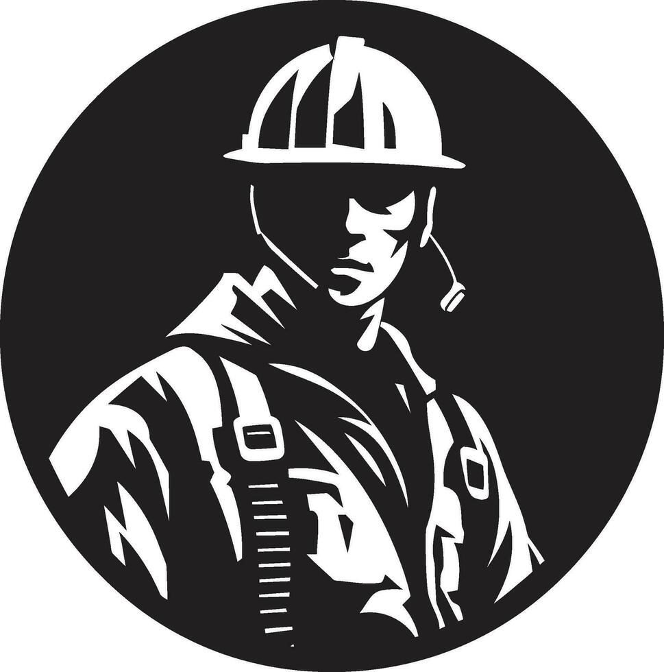 poder técnico emblema negro icono cable experto perfil vector diseño