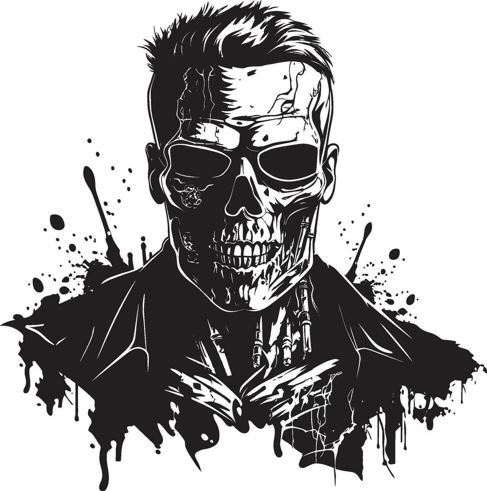 Zombie Cyborg Upgrade Vector Icon Techno Zombie Hybrid Vector Design