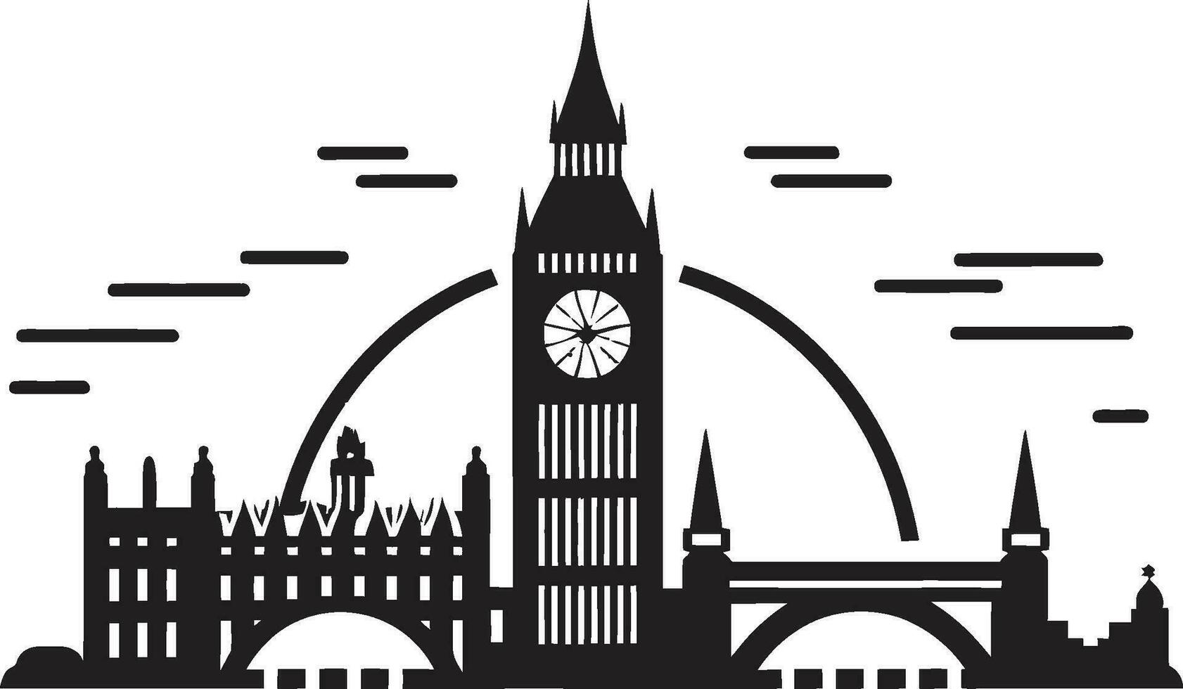 London Eye Profile Vector Black Icon Historic Landmark Emblem Black London Design
