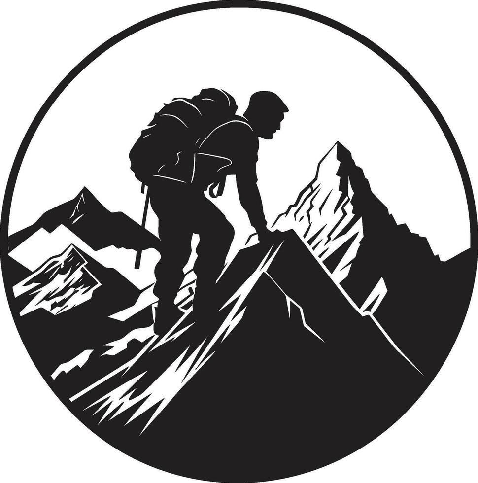 pico conquistador negro vector icono alpinismo expedición vector diseño