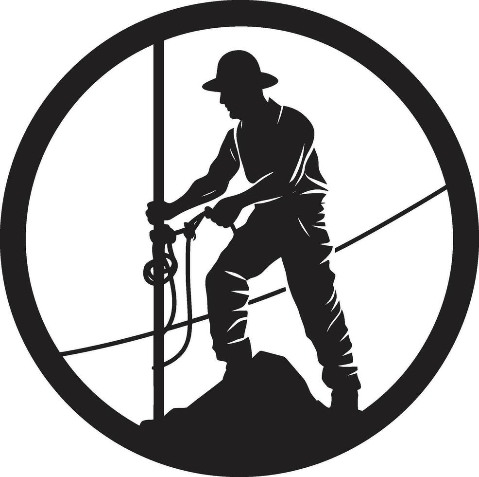 Electrician Worker Vector Design Power Worker Silhouette Black Icon