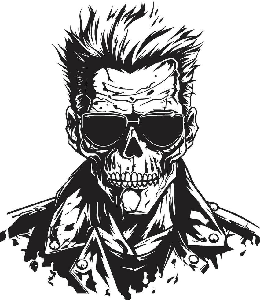 zombi cyborg evolución vector icono ciber muertos vivientes fusión vector diseño