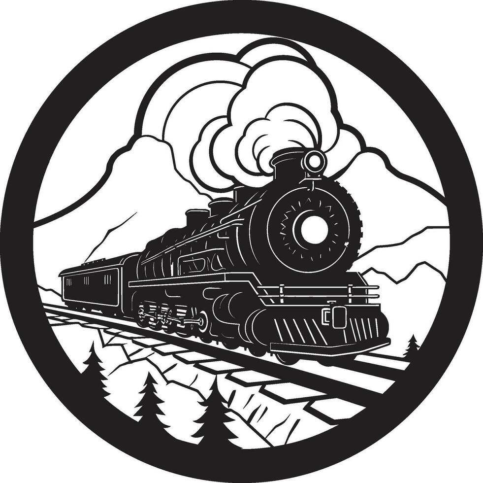 Heritage Train Route Vector Design Antique Railroad Path Black Icon