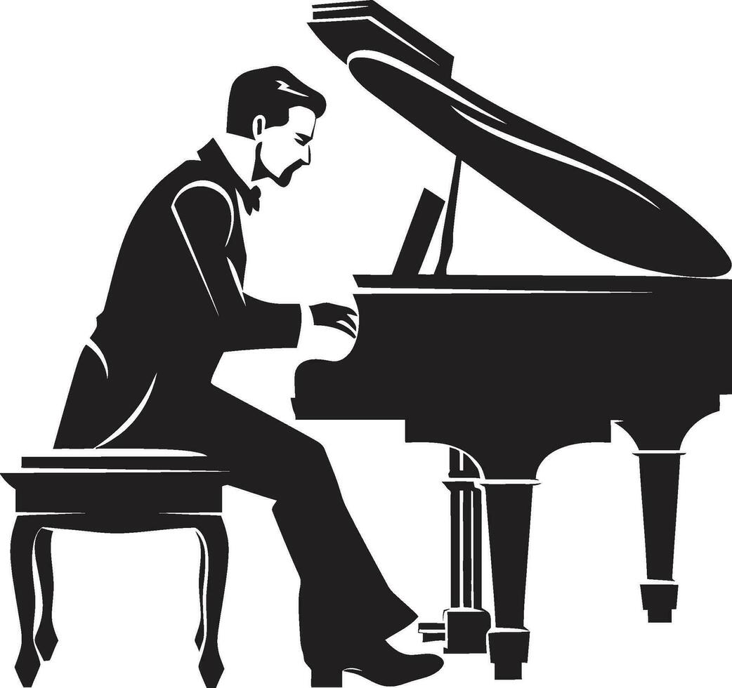 piano solista negro icono elocuente pianista vector negro diseño