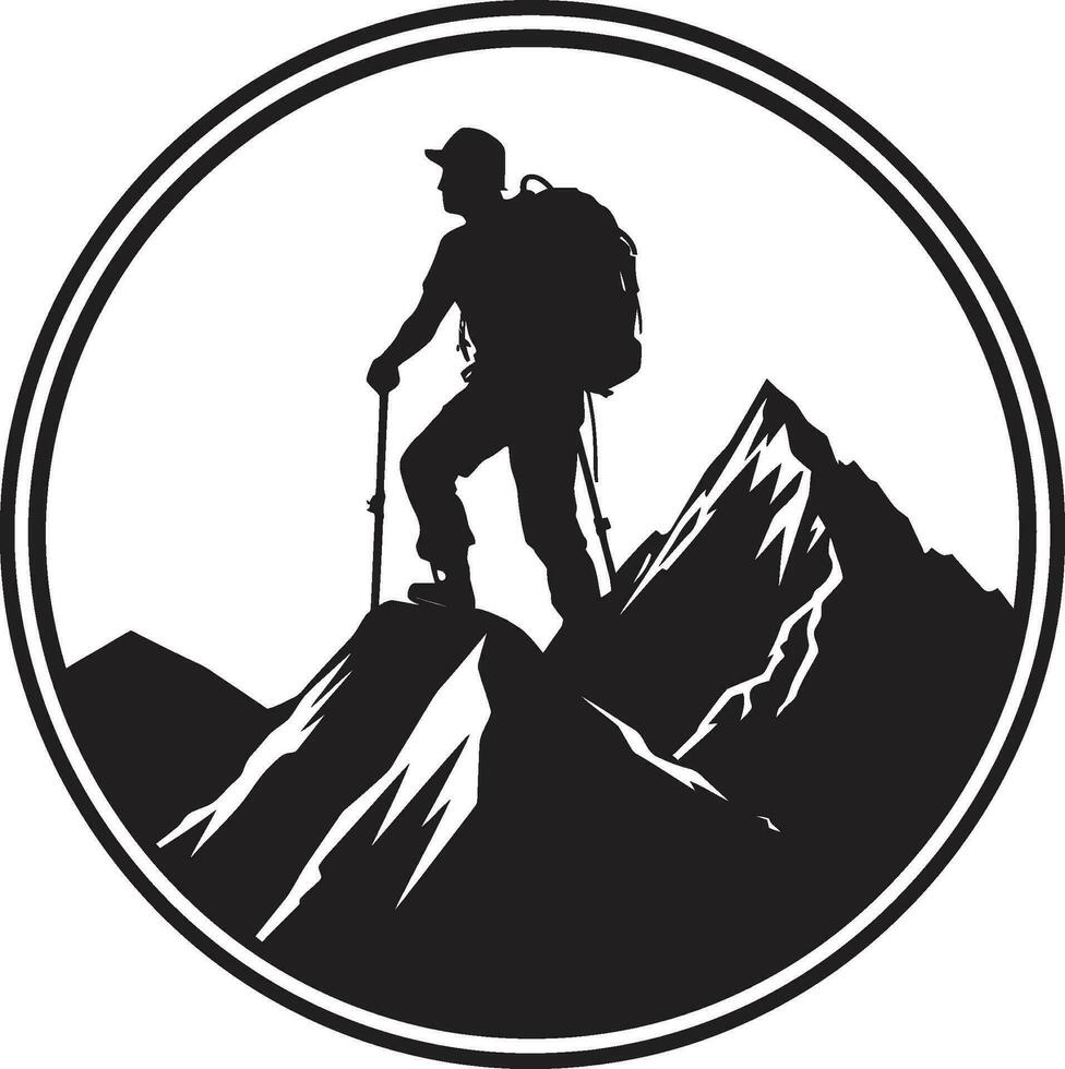 Alpine Adventure Black Vector Icon Mountain Peak Achiever Vector Design
