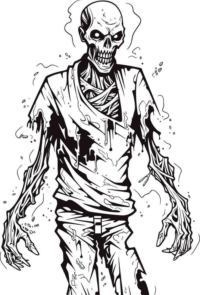 Zombie Fury Unleashed Vector Design Macabre Resurgence Full Body Zombie Vector