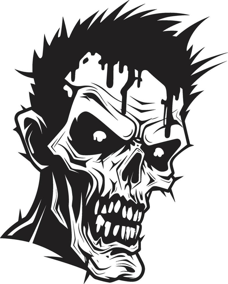 Zombies Frenetic Vision Crazy Skull Rebellious Zombie Emblem Vector Icon