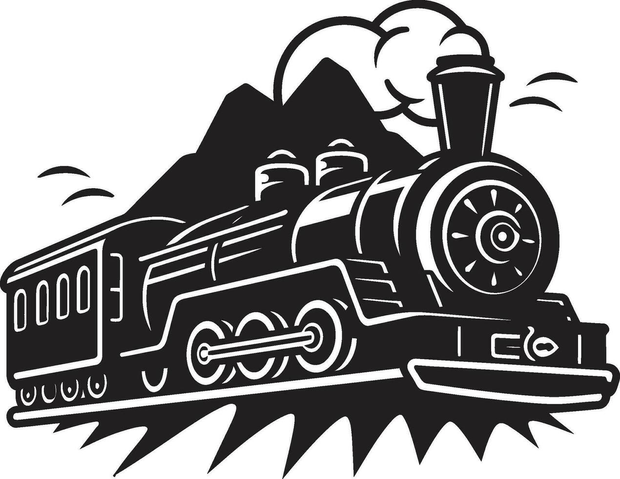patrimonio ferrocarril paso negro icono Clásico transporte legado vector negro diseño