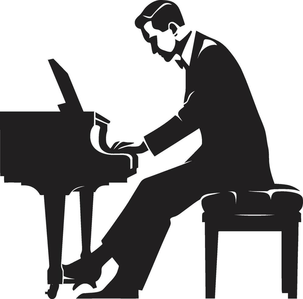 Harmonious Pianist Vector Design Piano Virtuoso Black Icon