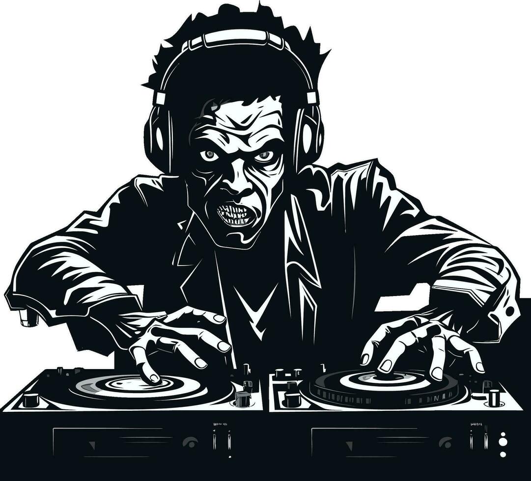 zombi pista de baile golpes vector diseño zombi DJ legumbres vector icono