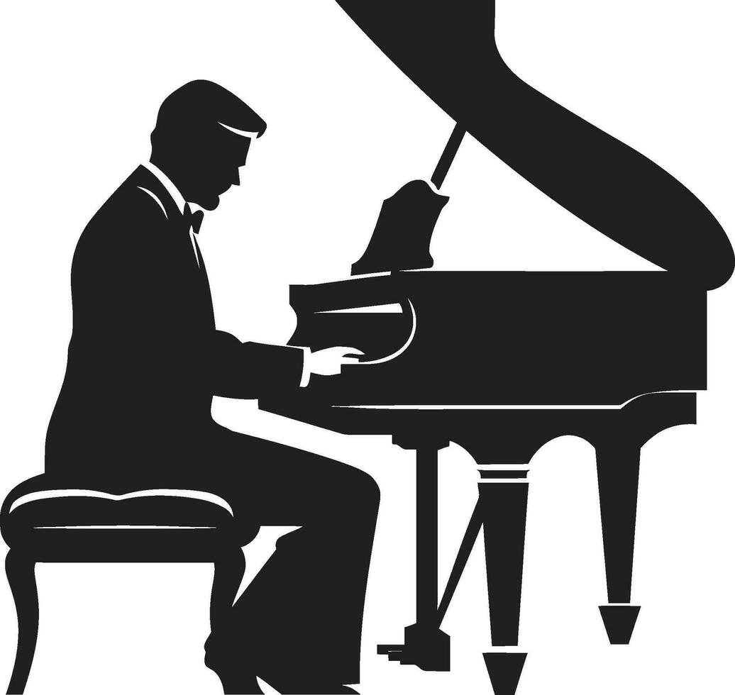 Elegant Keyboardist Vector Black Design Inspired Pianist Black Vector Icon