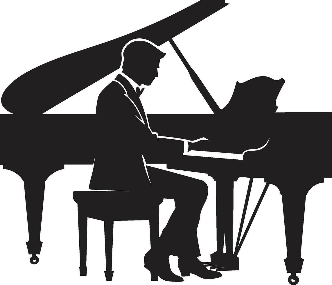 inspirado pianista negro vector icono musical sabio vector diseño