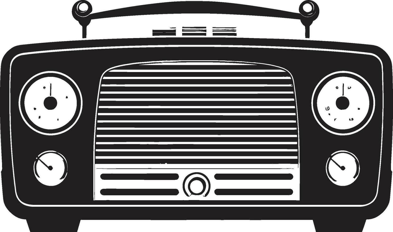 Classic Radio Console Black Icon Old School Audio Vector Black Design