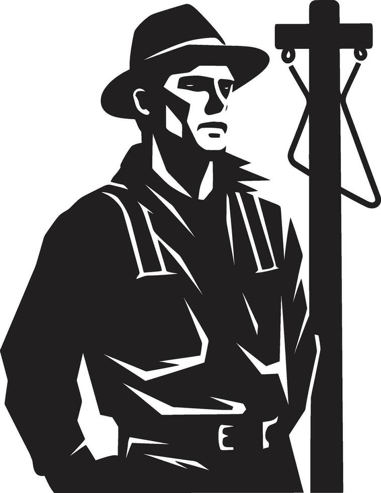 Power Worker Icon Black Vector Icon Electrical Engineer Silhouette Vector Design