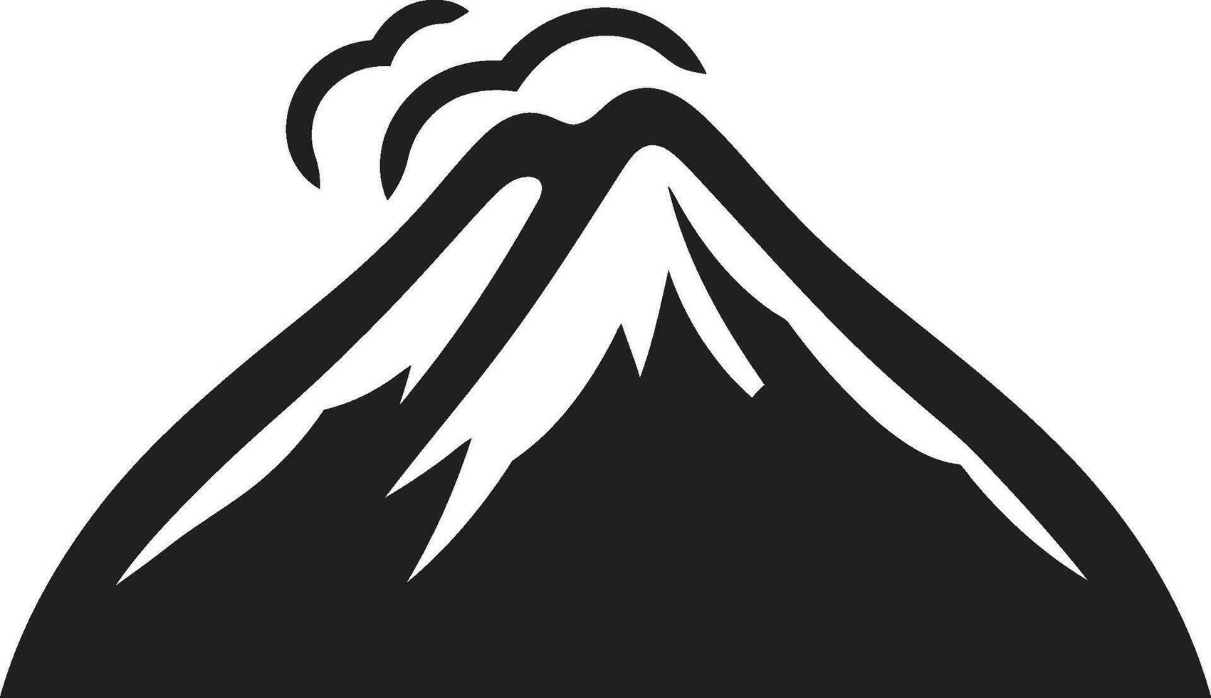 épico ascua volcán montaña en negro vector diseño volcánico vórtice negro icono para montaña majestad