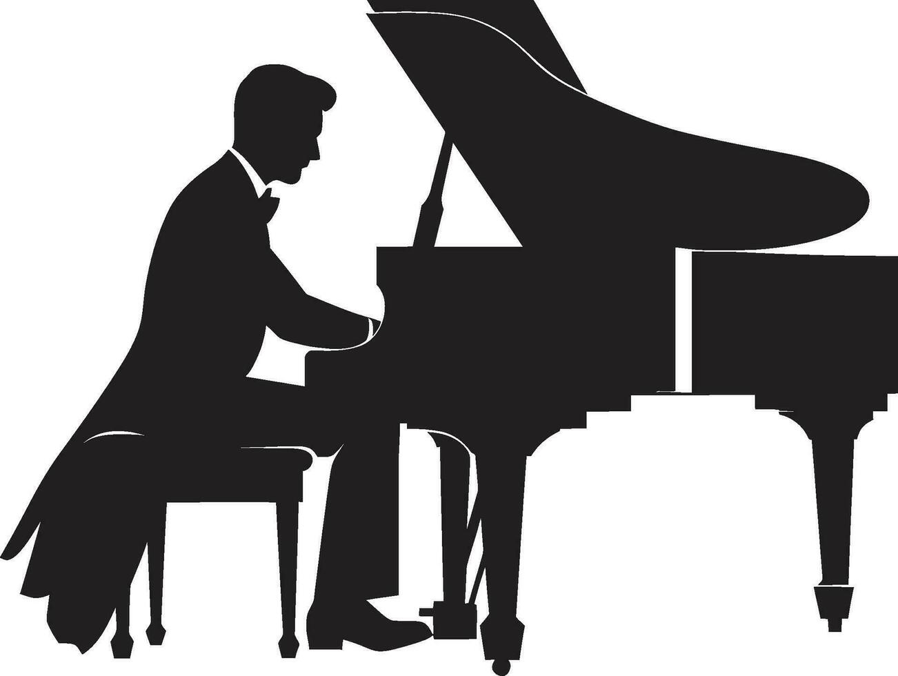 virtuoso pianista vector negro diseño notas clave maestro negro vector icono