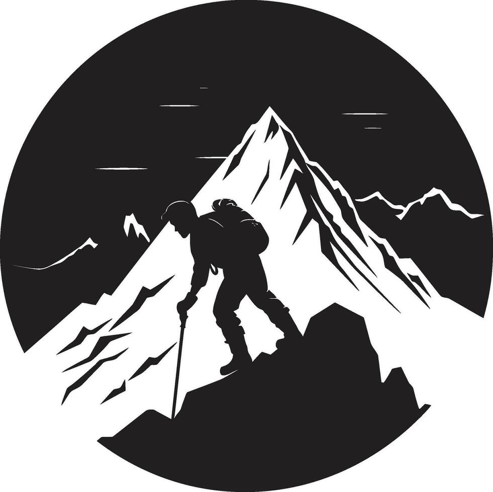 pico búsqueda negro vector icono alpinismo desafío vector diseño