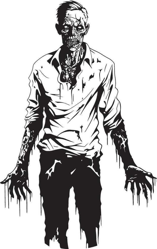 zombi pavor postura lleno cuerpo impresión cadavérico vector avatar vector representación