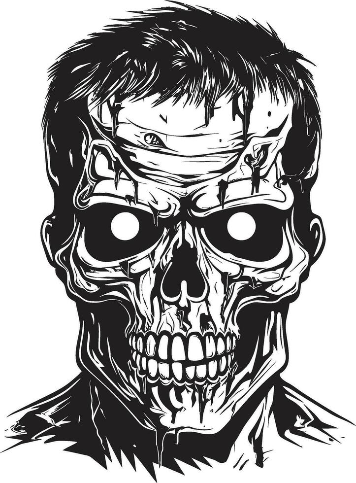 Cybernetic Undead Vector Design Icon Zombie Tech Fusion Cyborg Vector