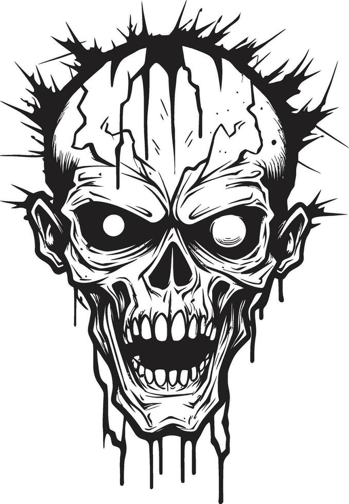 zombies manía loco cráneo icono zombies alboroto vector diseño