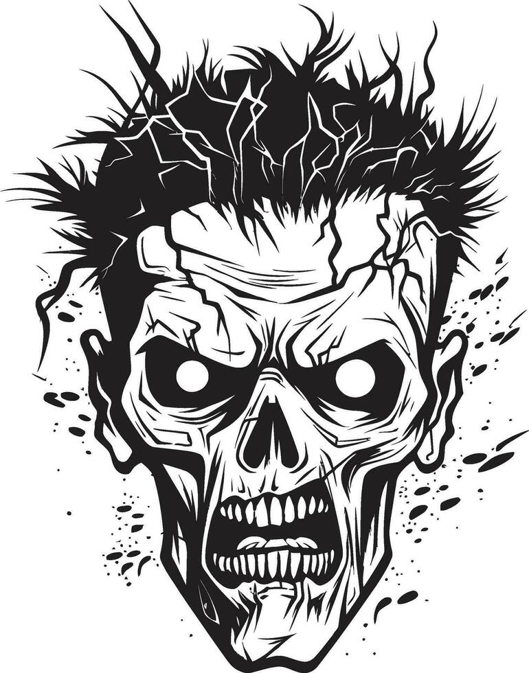 zombies insano impresión cráneo icono zombies monstruoso diseño vector icono