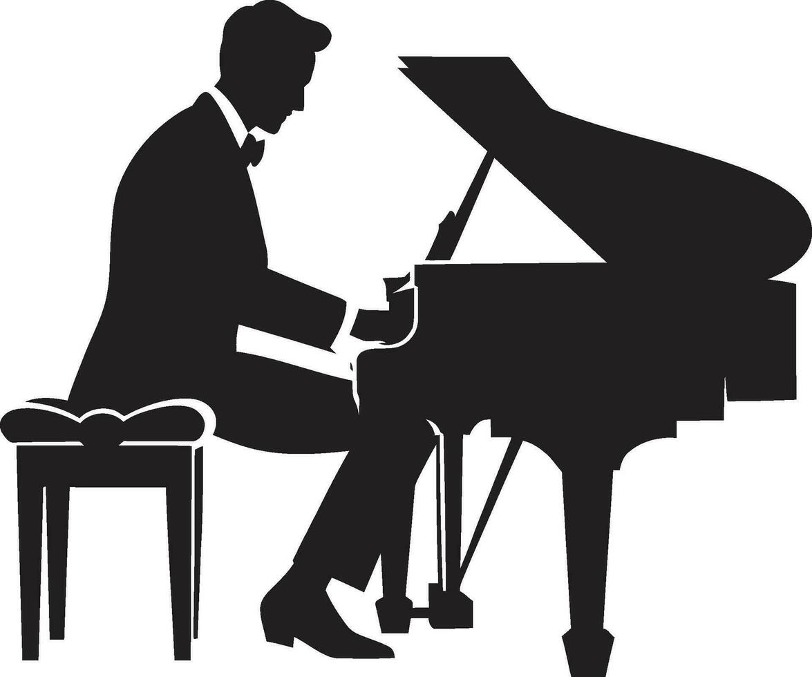 piano sonata ejecutante negro icono virtuoso pianista vector negro diseño