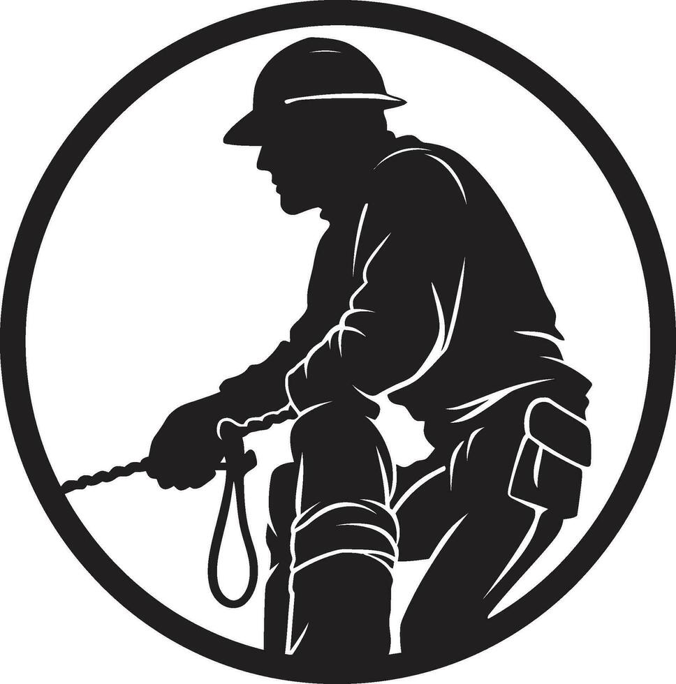 Utility Technician Icon Black Design Wireman at Work Vector Icon