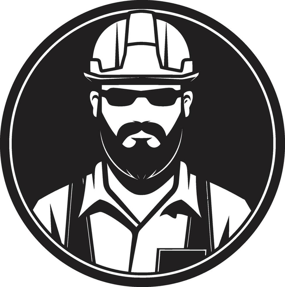 constructivo innovador construcción icono trabajadores emblema vector constructor icono