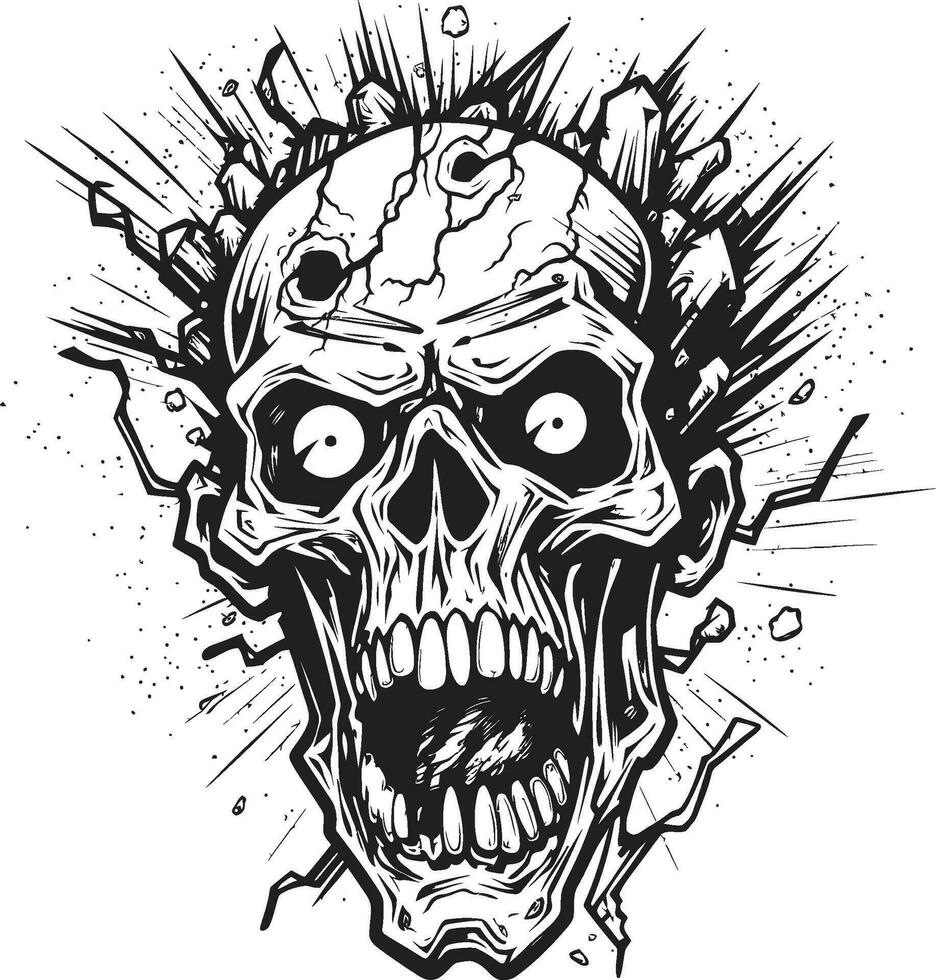 Zombies Unruly Vision Vector Design Zombies Deranged Emblem Crazy Skull