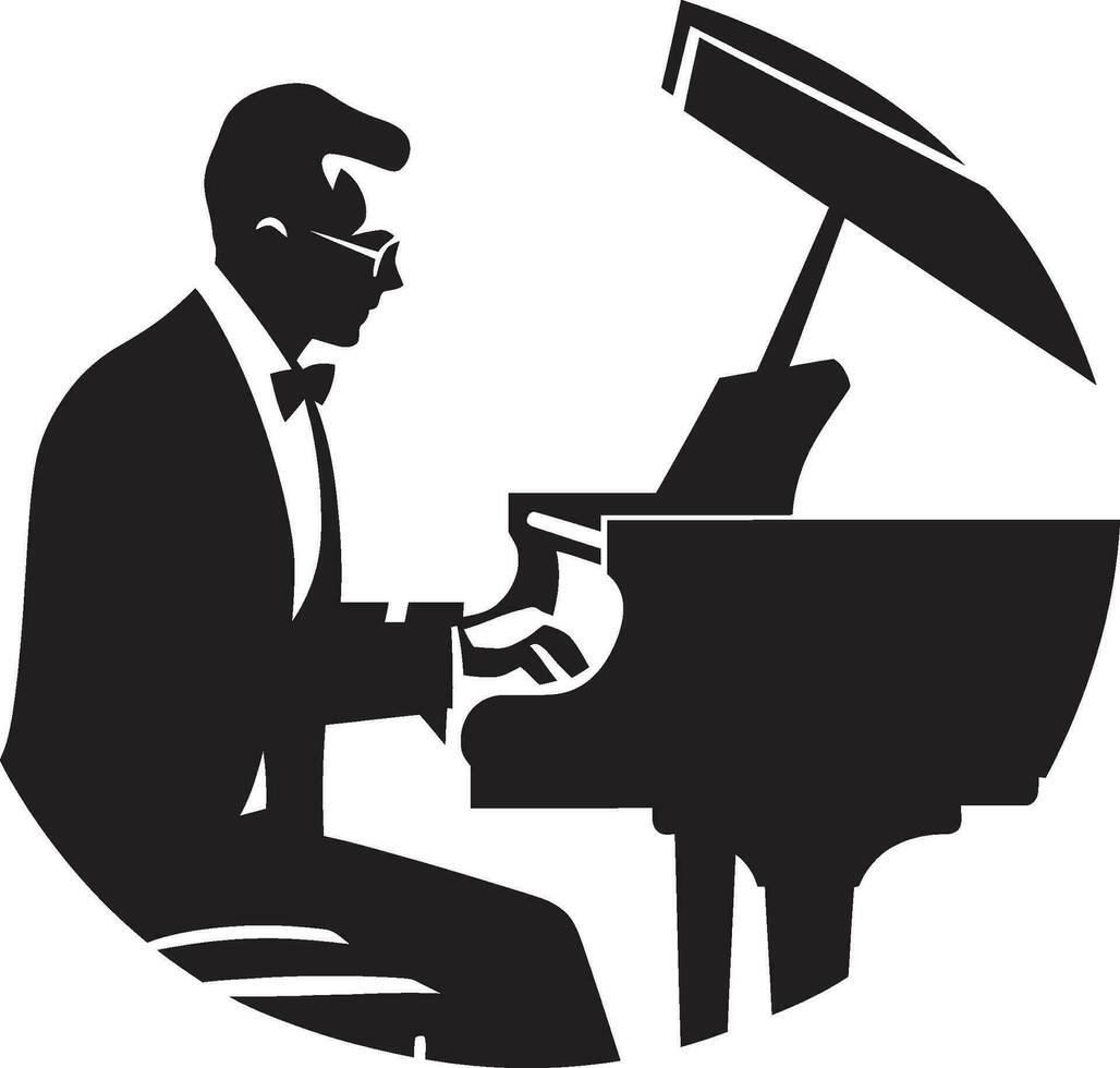 piano sonata sabio negro icono sinfonía pianista vector negro diseño