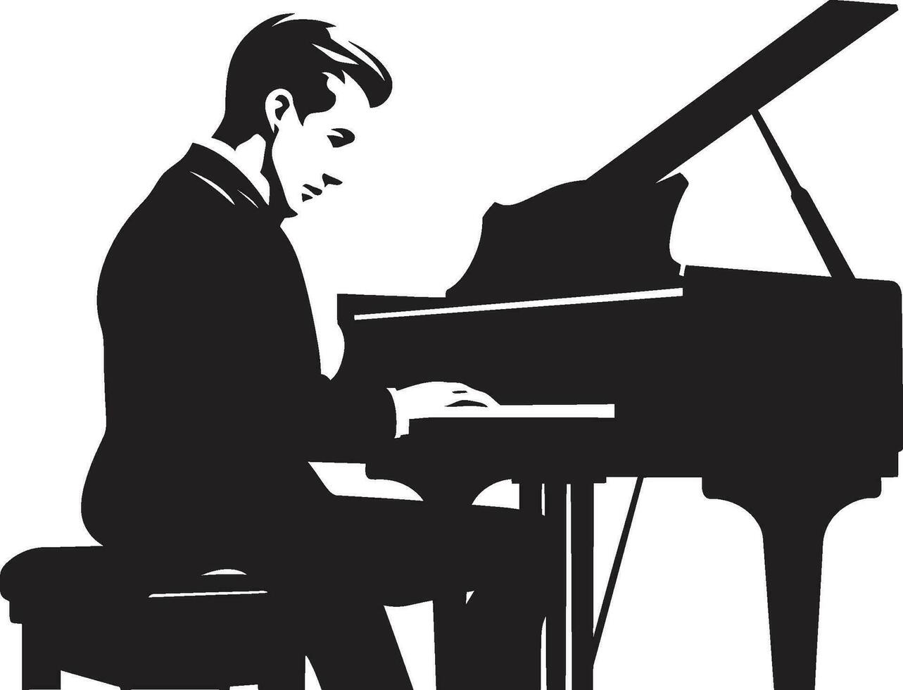 piano sonata especialista negro icono armónico pianista vector negro diseño