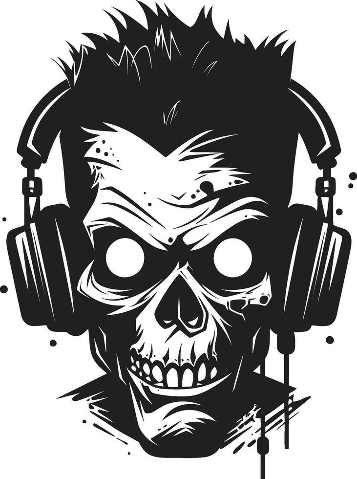 muertos vivientes vinilo girar zombi DJ vector icono zombi DJ lista de canciones vector diseño