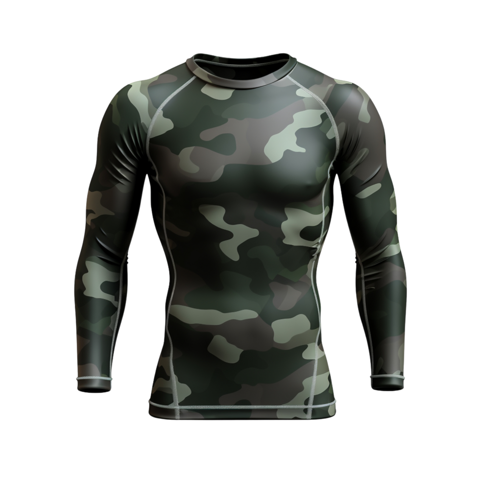 ai generado oscuro verde Ejército camuflaje camiseta acortar Arte png