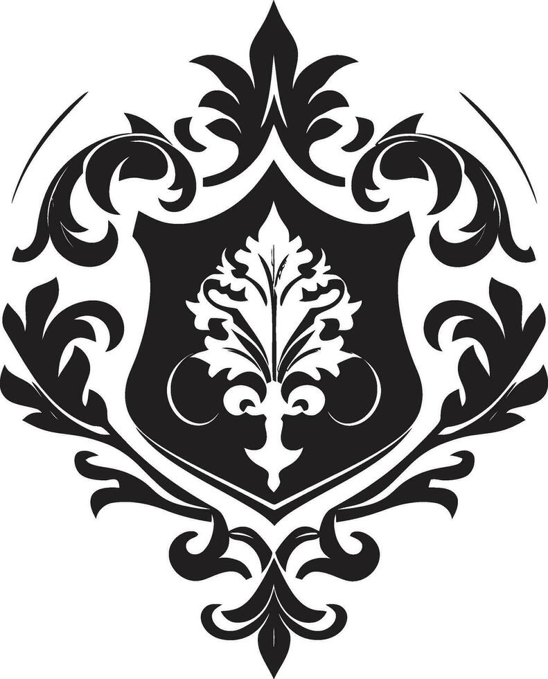 Noble Black Coat of Arms Vector Design Elegant Heraldic Crest Black Vector Icon